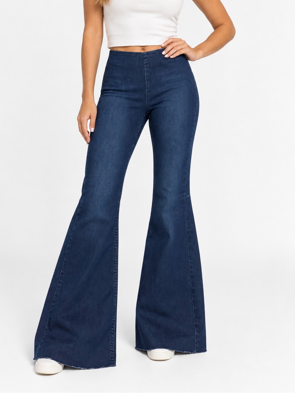 Free People Dark Blue High-Rise Flare Jeans